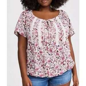 TORRID Crinkle Gauze Flutter Sleeve Top w/ Encased Elastic Hem Size 3 (3X)